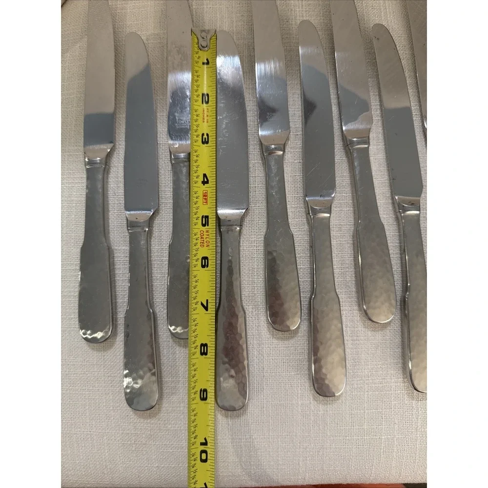 Towle 18/8 Stainless Flatware Germany Hammersmith 9-Dinner Knives 1-Butter Knife
